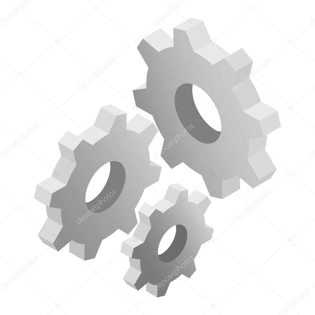 Gears isometric 3d icon 