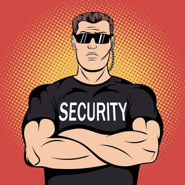 Diseño de cómics de guardia de seguridad — Vector de stock