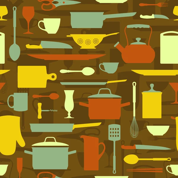 Kitchen items seamless pattern — Stock Vector