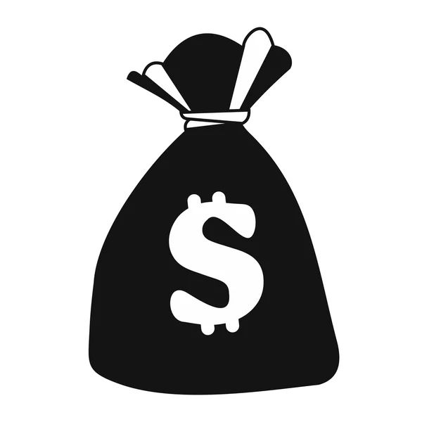 Bolsa de dinero icono negro — Vector de stock