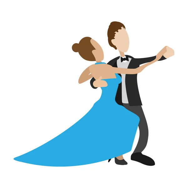 Пара танцующих вальс-мультфильм — стоковый вектор
