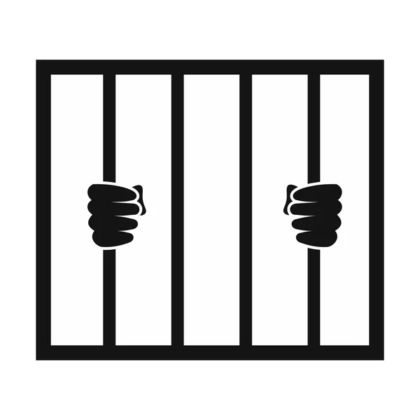 Hands holding prison bars icon — Stock Vector