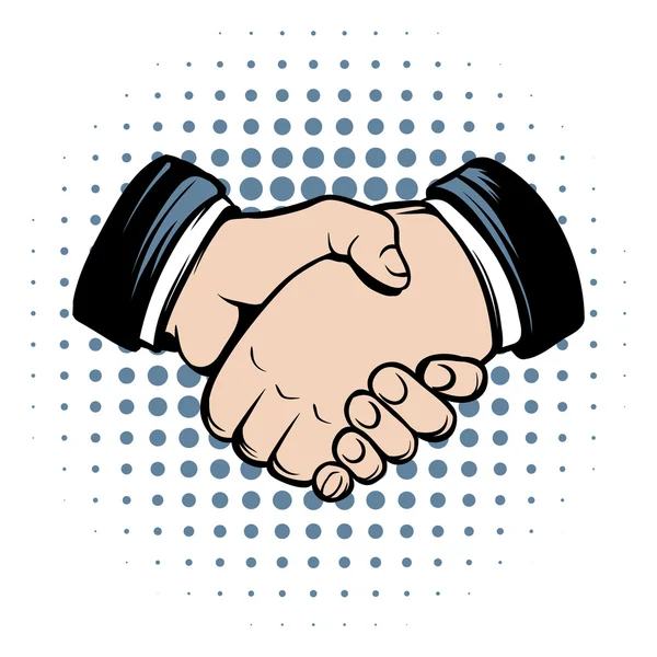 Handshake comics icon — Stock Vector