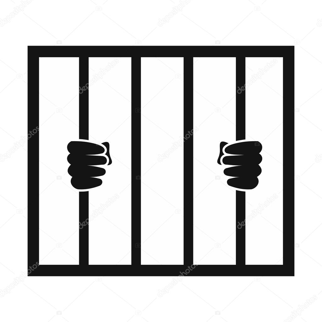 Hands holding prison bars icon