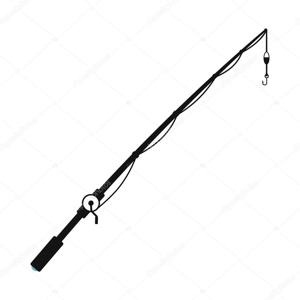 Fishing rod black simple icon