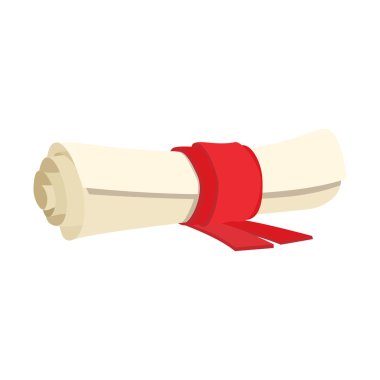 Scroll with ribbon cartoon icon clipart