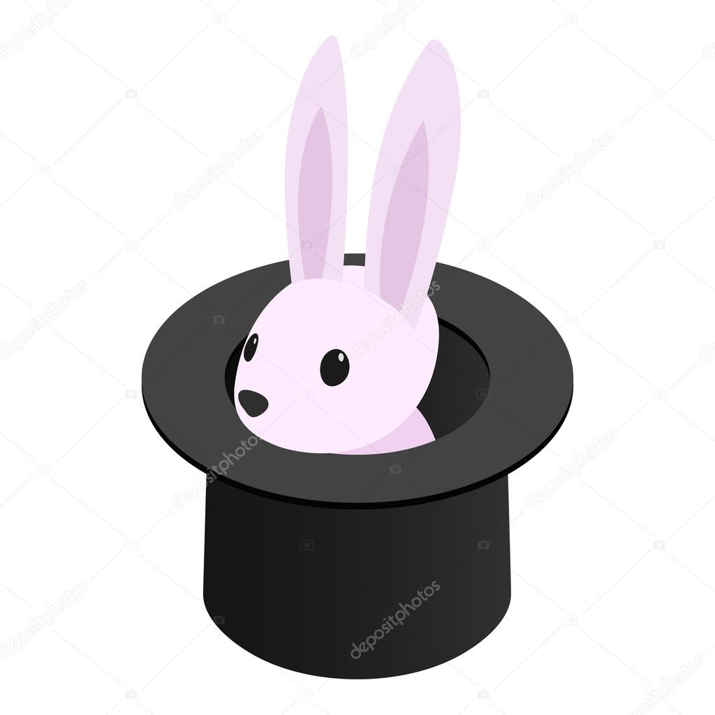 Rabbit appearing from a top magic hat