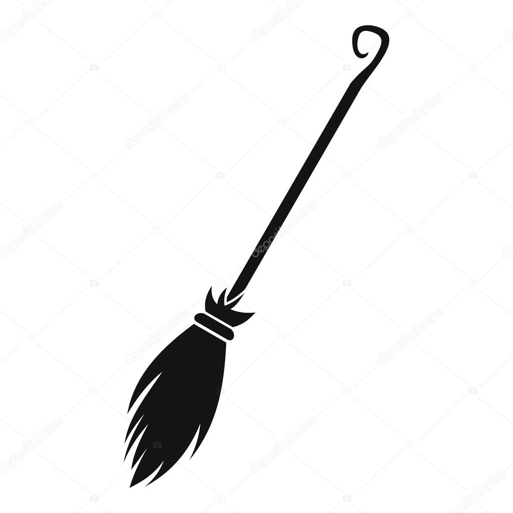 Witches broom black simple icon