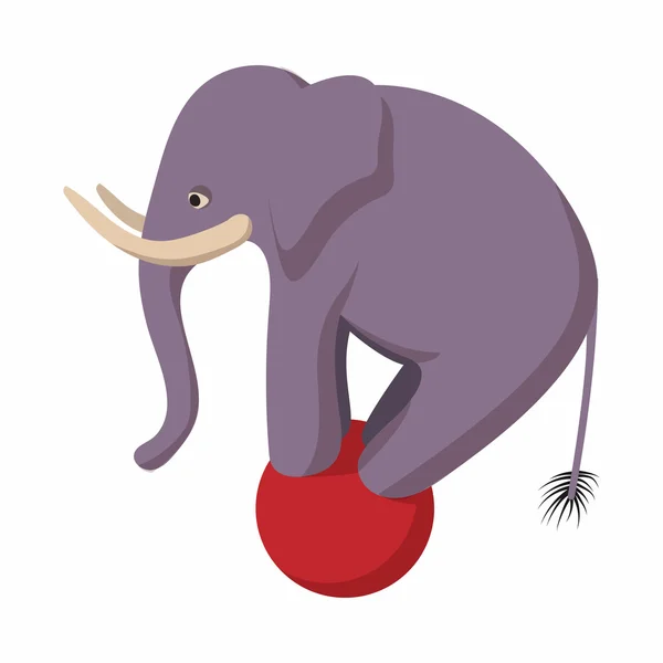 Elefant balanciert auf einem Ball Karikatur — Stockvektor