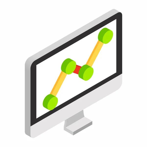 Gráfico no monitor de computador isométrico ícone 3d —  Vetores de Stock