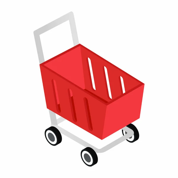 Carrinho de compras vermelho isométrico ícone 3d — Vetor de Stock