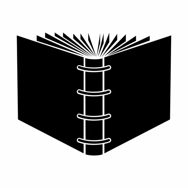 El final del libro en espiral abierto negro icono simple — Vector de stock