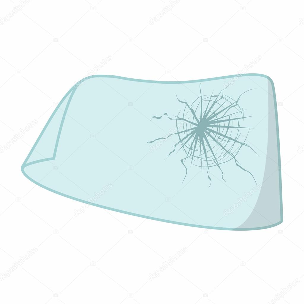 Cracked car windshield cartoon icon