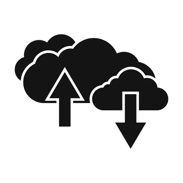 Nuvens com setas ícone simples preto — Vetor de Stock