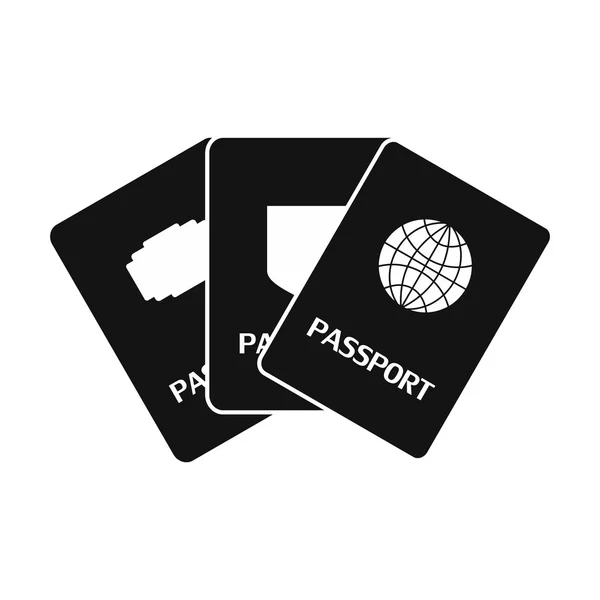Tre passaporti nero semplice icona — Vettoriale Stock