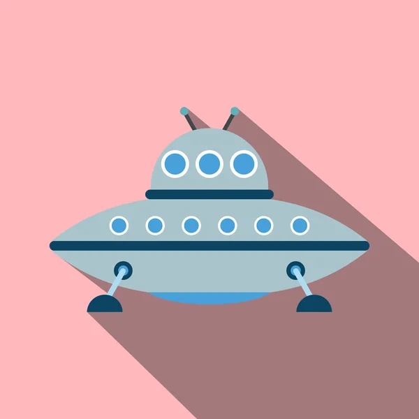 UFO platte pictogram met schaduw — Stockvector