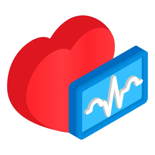 Cardiología corazón 3d ícono isométrico — Vector de stock