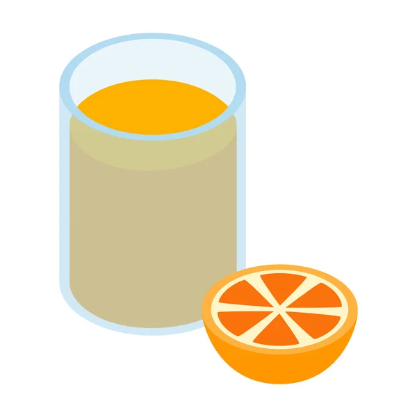 Glas apelsinjuice 3d isometrisk ikonen — Stock vektor
