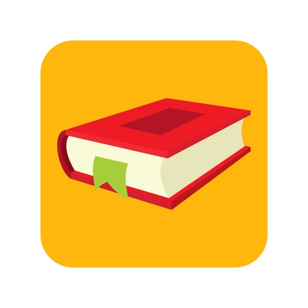 Libro rojo con icono plano marcador — Vector de stock