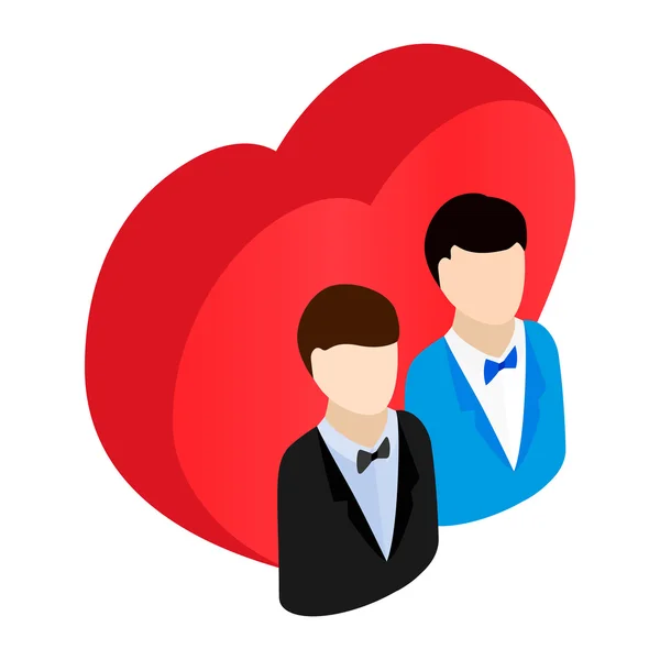 Dois masculino e vermelho coração isométrico 3d ícone —  Vetores de Stock