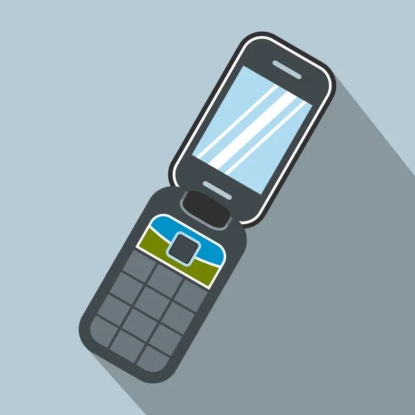 Clamshell teléfono icono plano — Vector de stock