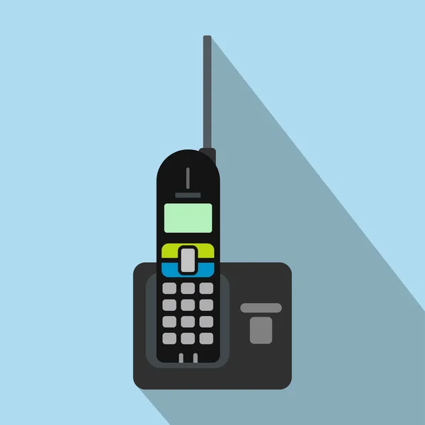 Vezeték nélküli telefon, antenna sík ikonnal — Stock Vector
