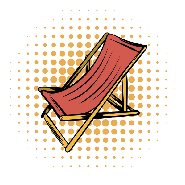 Chaise de playa de madera icono cómics — Archivo Imágenes Vectoriales