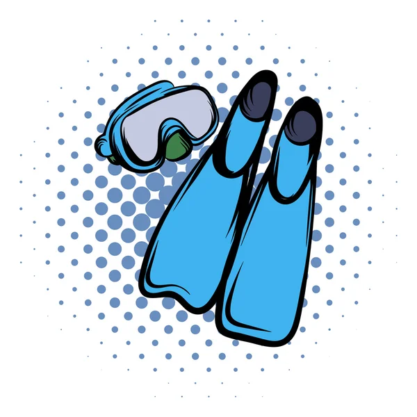 Blå simfötter comics ikonen — Stock vektor