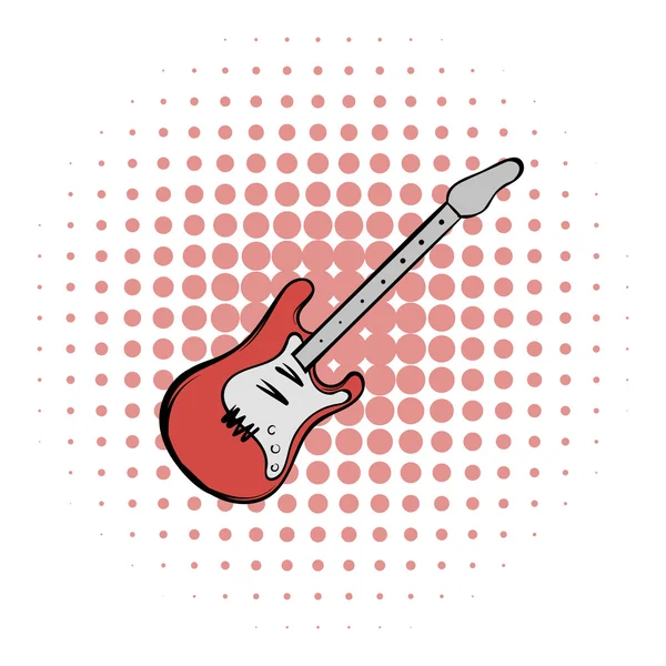 Ikon komik gitar listrik merah - Stok Vektor