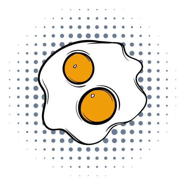 Huevos fritos icono cómics — Vector de stock