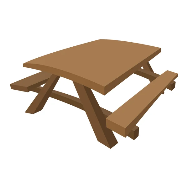 Table en bois avec des bancs dessin animé — Image vectorielle