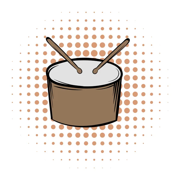 Tambor y palos de tambor icono de cómics — Archivo Imágenes Vectoriales