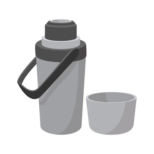 Grey thermos cartoon icon — Stock Vector