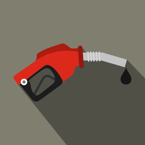 Pistola de posto de gasolina vermelho ícone plano —  Vetores de Stock
