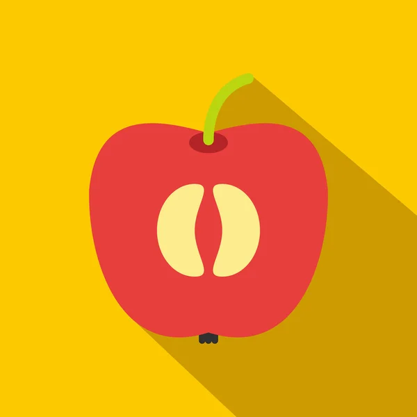 ครึ่งหนึ่งของไอคอนแบนแอปเปิ้ลสีแดงสด — ภาพเวกเตอร์สต็อก