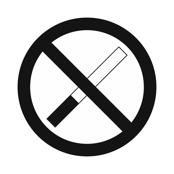 Panneau anti-tabac noir icône simple — Image vectorielle