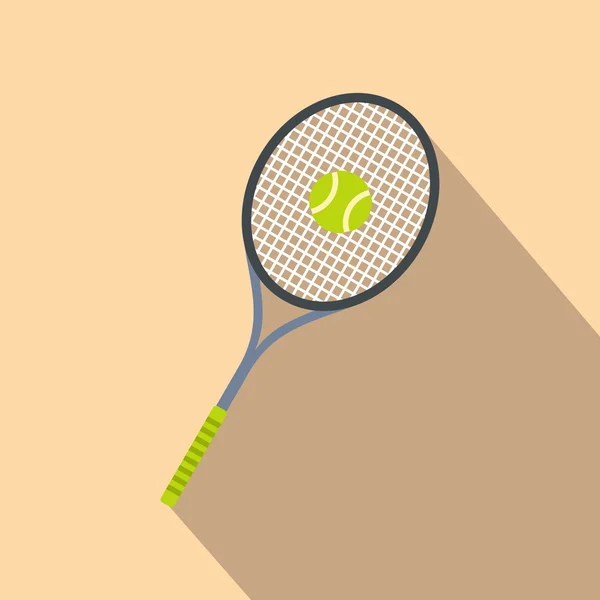 Korty tenisowe rakieta i piłki płaski ikona — Wektor stockowy
