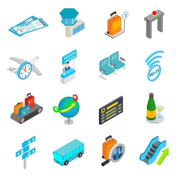 Airport isometric 3d icons — Stock Vector