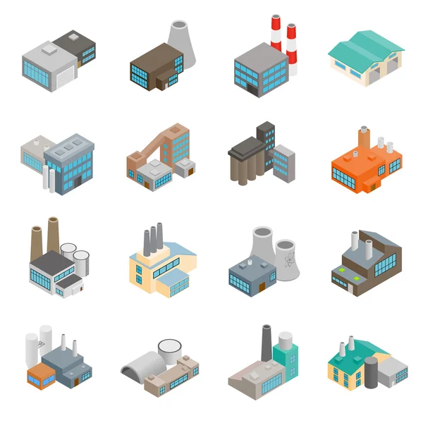 Industrial building factory icons — Stock Vector