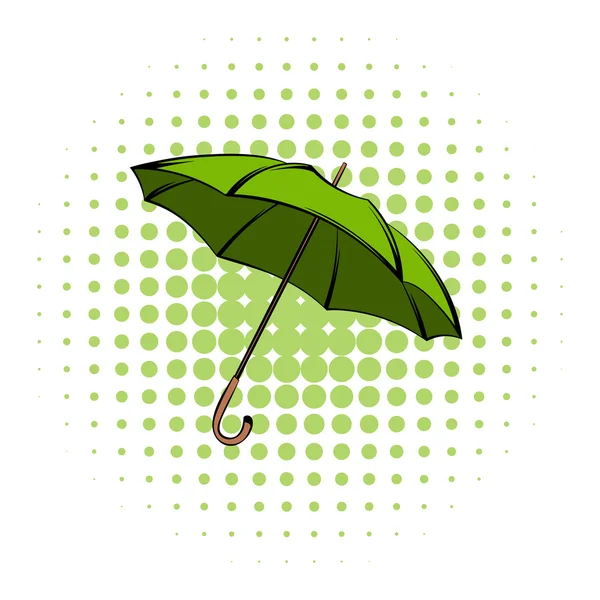 Green umbrella comics icon — Stock Vector