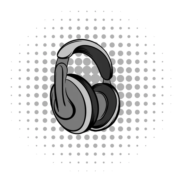 Nagy fejhallgató szürke képregények ikon — Stock Vector
