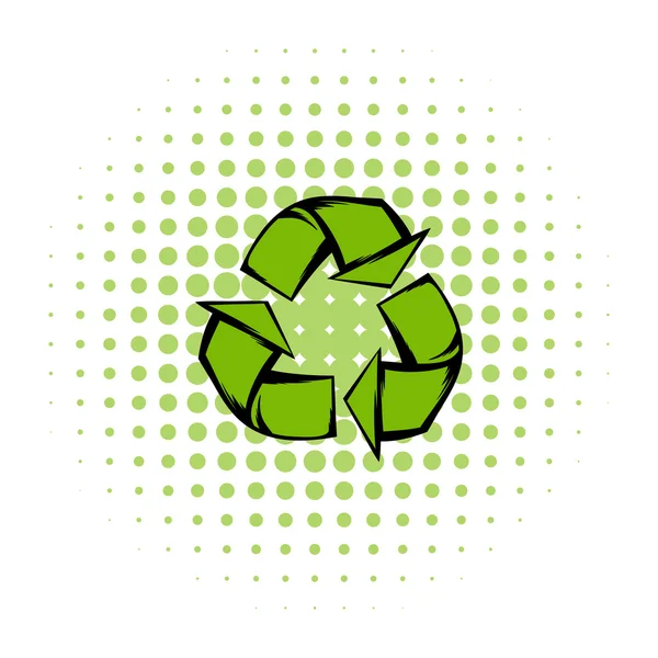 Πράσινο ανακύκλωσης σύμβολο κόμικς εικονίδιο — Διανυσματικό Αρχείο