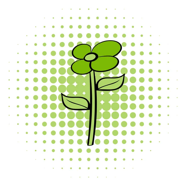 Ícone de quadrinhos verde flor eco — Vetor de Stock