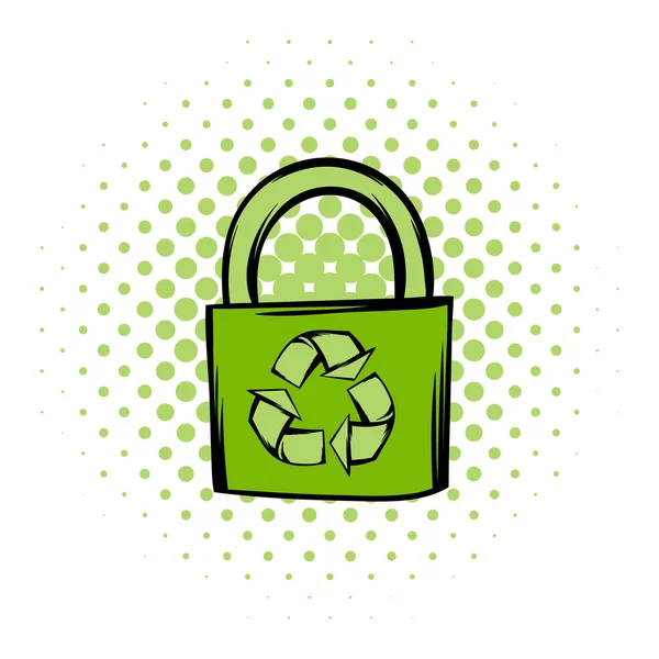 Verde eco bolsa cómics icono — Vector de stock