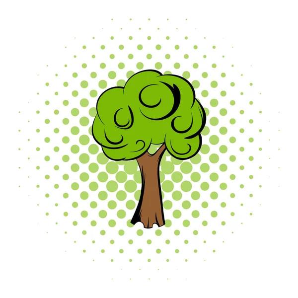 Icono de cómic árbol verde — Vector de stock