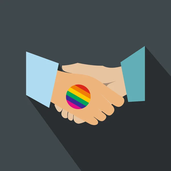 Handshake gay rainbow flat icon — Stock Vector