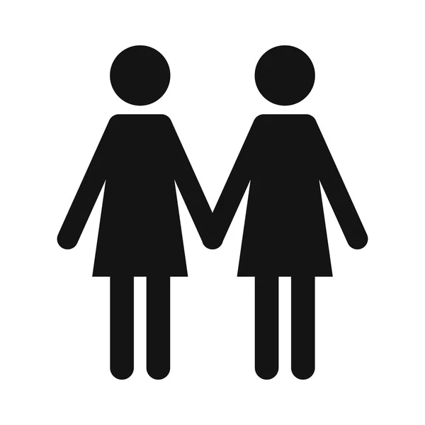 Twee vrouwen zwarte eenvoudige pictogram — Stockvector