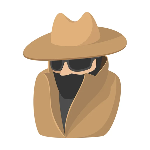 Man in black sunglasses and brown hat cartoon icon — Stock Vector