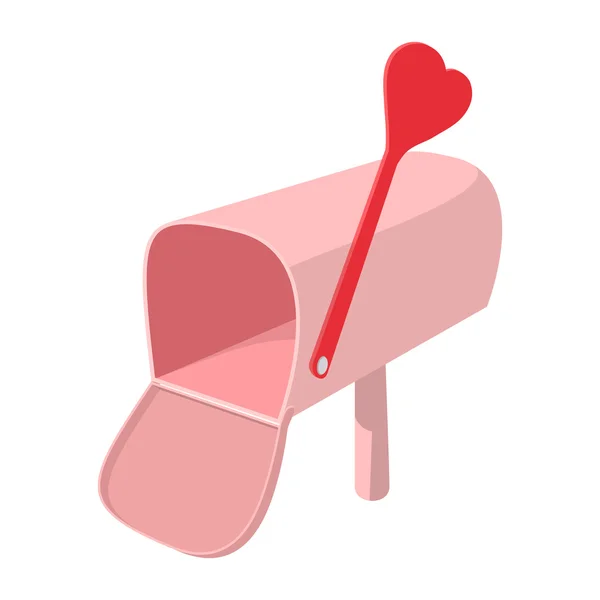 Pink mailbox with cupid arrow cartoon icon — Stock Vector