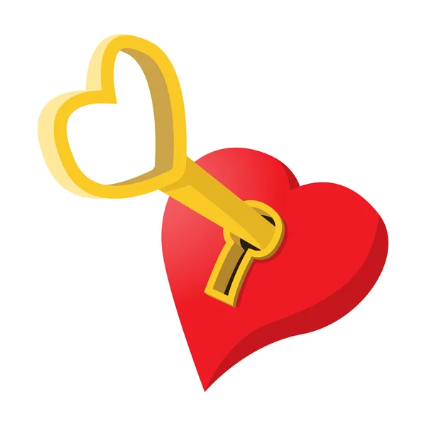 Heart-shaped padlock with key cartoon icon — Stock Vector